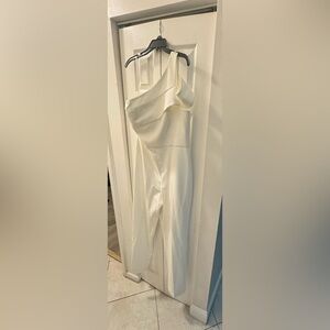 White One Shoulder Jumpsuit.